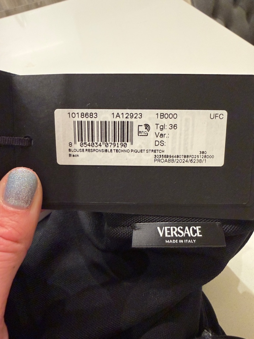 Versace NWT One Shoulder Gathered Top Black Techno Pique Stretch Size IT 36/XS - Picture 5 of 11